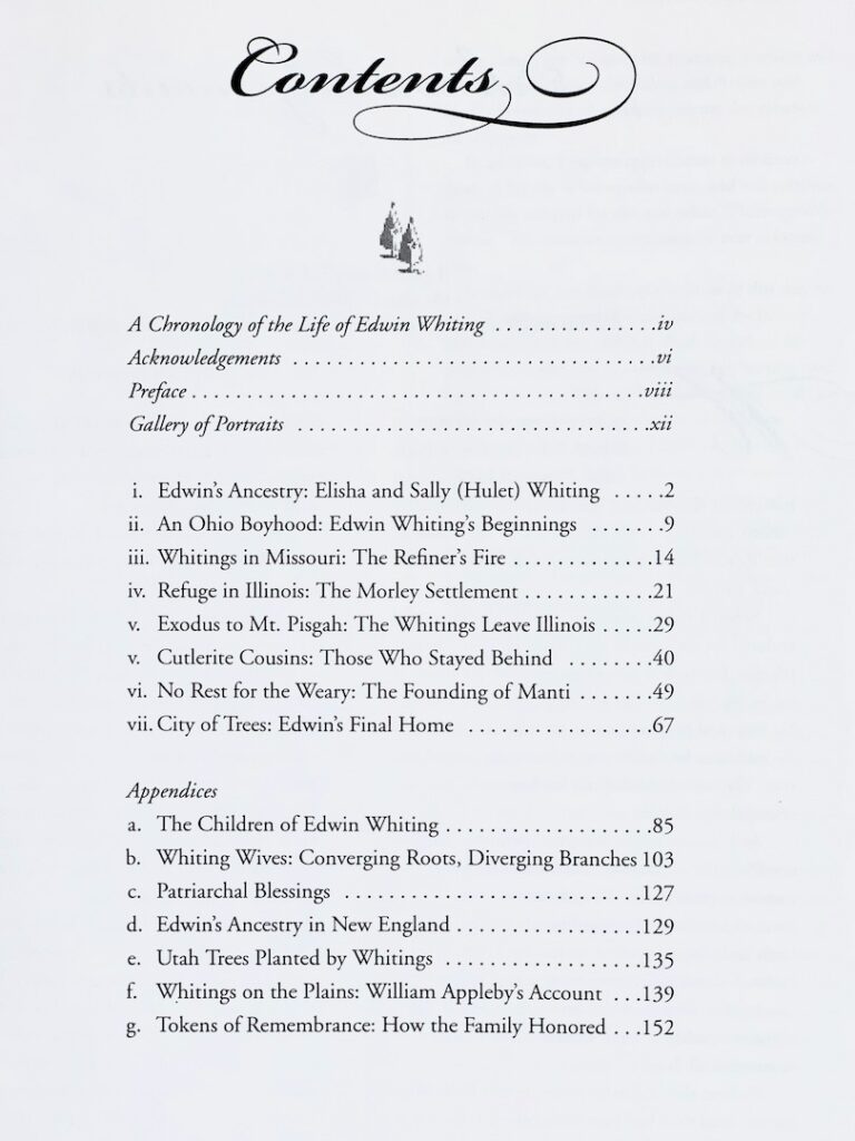 Table of Contents: Edwin Whiting and his family
